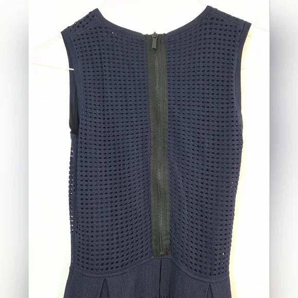 SOLD John + Jenn mesh overlay navy fit and flare dress Sz S - Picture 7 of 10